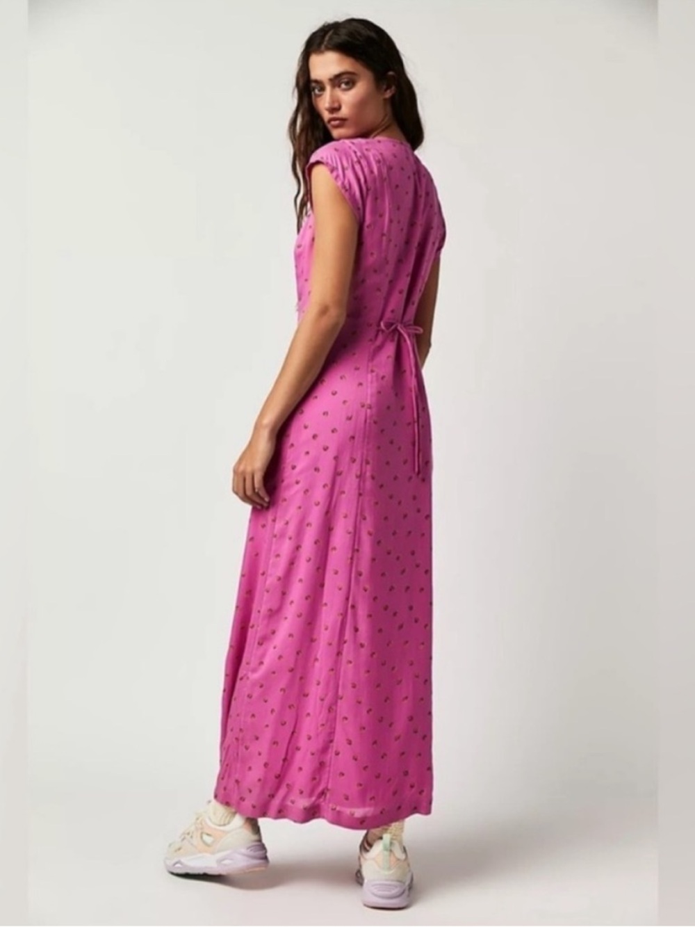 Free People Pink Maxi Dress with Tiny Print